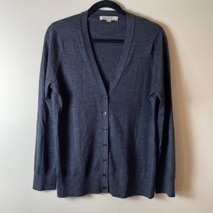 LOFT dark gray button up cardigan. Size Large
